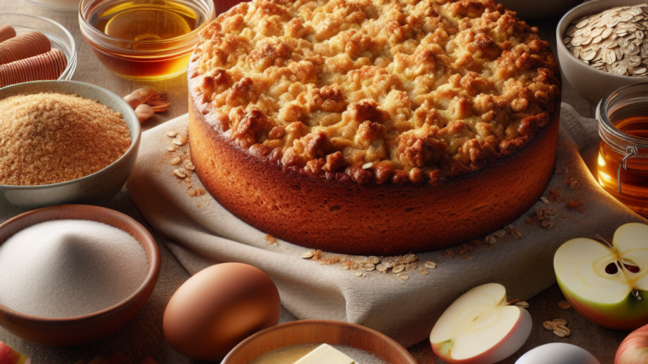 receita-de-Bolo de Maçã com Crumble de Aveia-Bolos diferentes