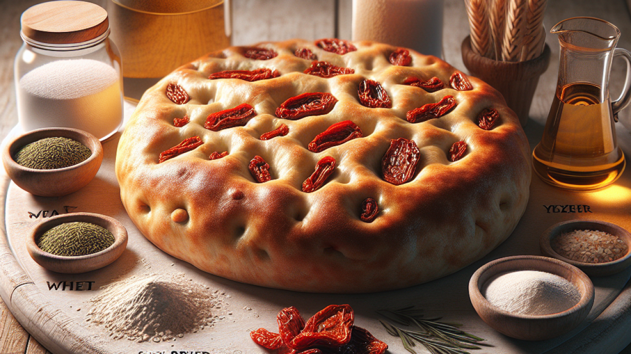 receita-de-Focaccia de Tomate Seco-Focaccia