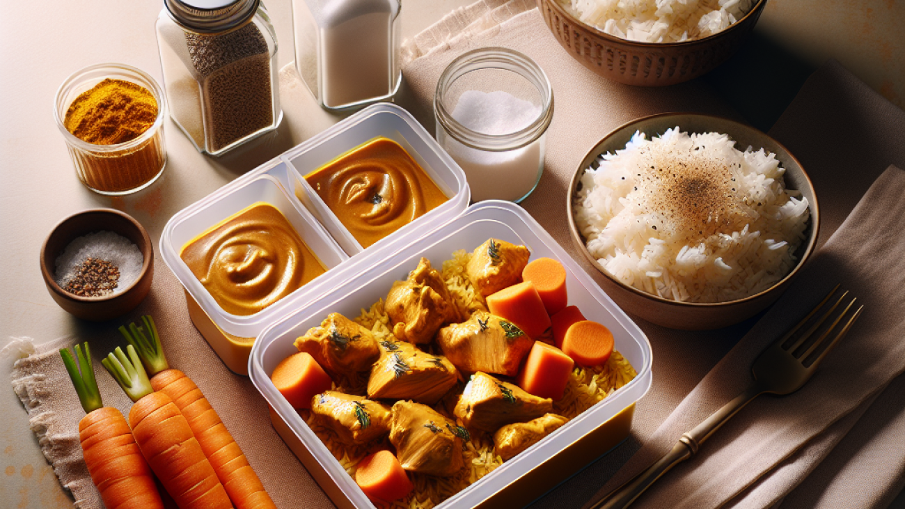 receita-de-Frango ao curry com arroz basmati e cenoura-Marmitas para Congelar